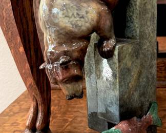Limited Edition Bear chasing fish figurine
