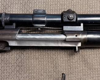 Vintage Winchester Bolt Action Rifle Trigger Assembly, Barrel, and Weaver Scope
