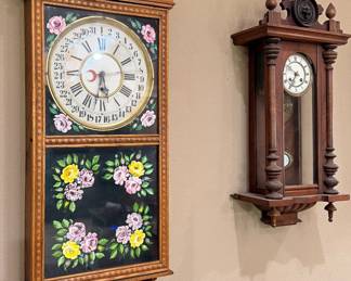 Long Antique Gilbert Calendar Clock