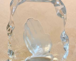 Showing one of a pair of crystal Christian Bookends