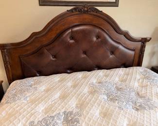 Really clean Elegant Leather Headboard, footboard and rail set.