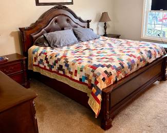 Counting the Bed as 1, this is a 5 Piece King Bedroom suite. Bed, 2 night stands, triple dresser and Upright chest.