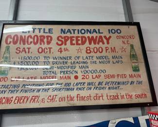 Very rare old Concord speedway original large sign