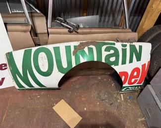 Signed Darrell Waltrip sheet metal from the Mountain Dew car