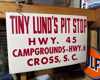 Original sign from Tiny Lund's restaurant.