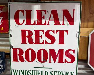 Large vintage double sided porcelain sign from Sinclair station.