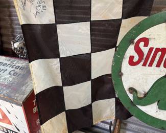 Rare signed checker flag that was used in the 1985 NDRA Super Nationals at Log Cabin speedway in Virginia.