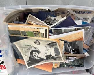Box of old racing photos