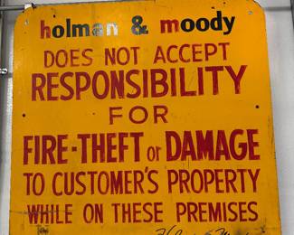 Very rare large 1960's Holman Moody sign that hang in their shop