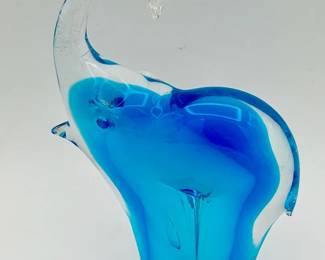 Blue Murano Style Glass Elephant