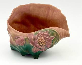 Vintage Roseville Pottery Conch Shell Planter Vase from the Water Lily line
