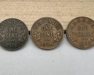 (3) Canadian Pennies ft. 1921 Very Low Mintage