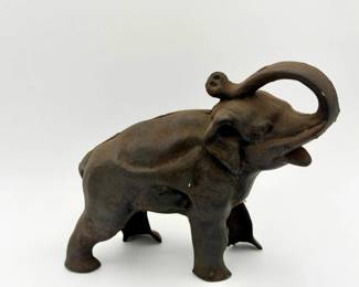 Large Cast Iron Elephant Bank (empty)