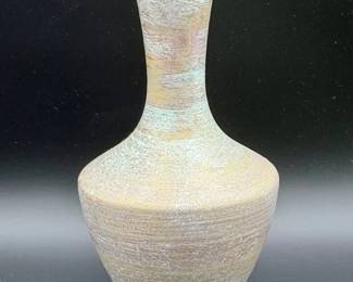 Stangl Artware pottery vase, featuring hand-painted details and a brushed 22k gold finish.