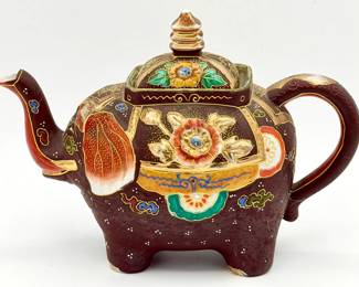 Vintage Japanese Moriage Porcelain Elephant Teapot