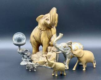 (6) Metal Elephant Figurines