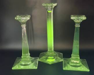 (3) Vintage Block Candlesticks