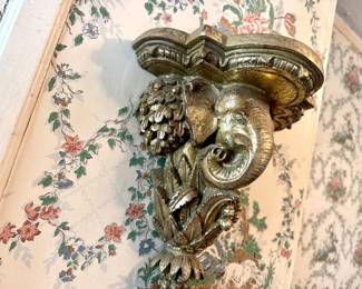 Gold Tone Elephant Wall Sconce