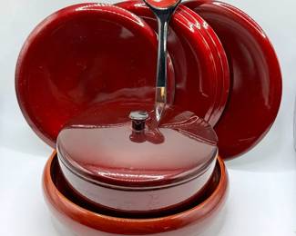 Red Lacquer Dish Set From Japan