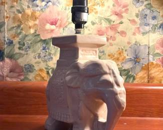 White Ceramic Elephant Table Lamp