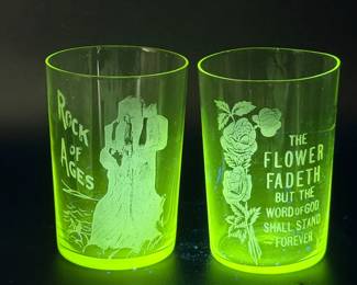 (2) Antique Etched Drinking Glasses