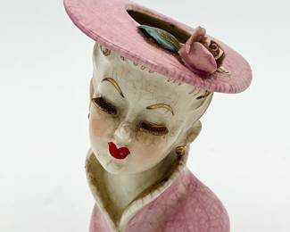 Vintage Ceramic Lady Head Vase