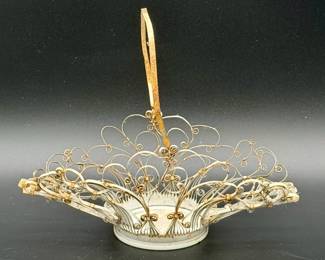 Handmade Mini Basket Carved From a Pear Can With Note