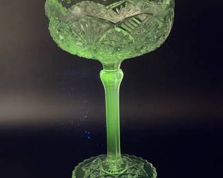 EAPG Glass Bryce Higbee MADORA Clear Compote scalloped AKA Arrowhead in Oval