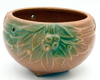 Nelson McCoy Leaves & Berries hanging art pottery basket bowl