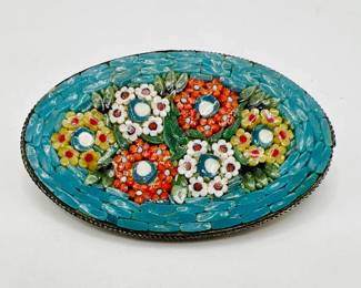 Italian Mid-Century Floral Mosaic Brooch