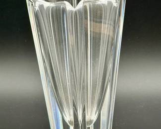 Stickered Orrefors Corona crystal vase Vintage Lars Hellsten