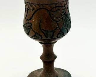Vintage Carved Wooden Goblet