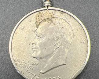 1976 Eisenhower Bicentennial Dollar Coin Jewelry Pendant