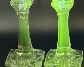 (2) Clear Glass Candle Holders