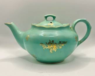 Pearl China Company 22K Gold Trimmed Turquoise Teapot