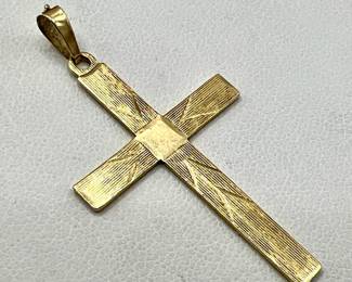 14K Gold Cross Pendant — Damaged Bale