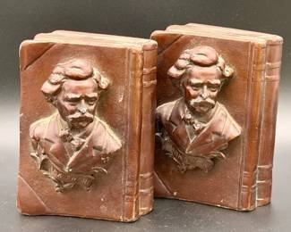 Pair Of Metal Mark Twain Bookends