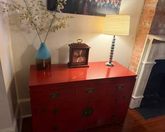 Red chinese style dresser or sideboard