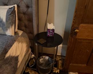 Small round side table with stone top