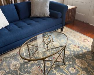 Glass and metal coffee table