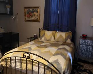 Ethan and Allen iron bed frame and queen mattress