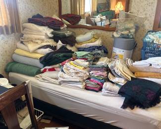 Linens, Twin Bed, Vintage Wall Mirror