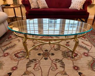 Quenn Ann Style Coffee Table made of Brass, Steel,  Glass top.