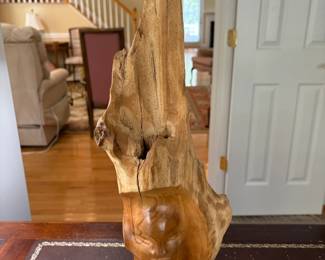 Driftwood with face sculpture