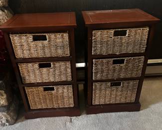 FURNITURE  WICKER BASKET STORAGE SIDE TABLE