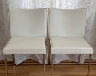 (2) MCM Leather and Chrome Chairs