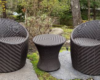 Arhaus Furniture Wicker Chairs & Side Table