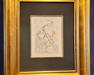 Salvador Dali - The Punishment of Vanni Fucci"  from the Suite of "Hell Canto from the Divine Comedy. This is a woodblock print in colors, 1964, authenticated on verso, by Frank Hunter of the Salvador Dali Archives, Ltd. Signed in the plate. Mint condition.