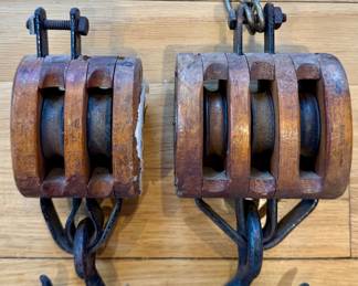 Vintage Wood & Steel Pulleys
