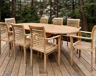 Teak Dining Table & 8 Armchairs